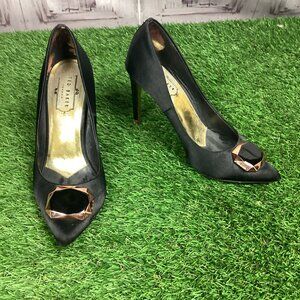 Ted Baker Shoes Black Satin Pointed Toe Stiletto Pump 38